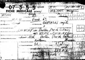 Fiche médicale de rapatriement n° 0868434